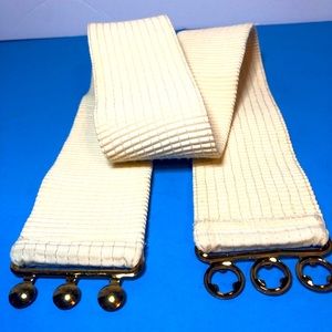 Women’s Designer Waist Belt. Gold Buckles. Cream Colored